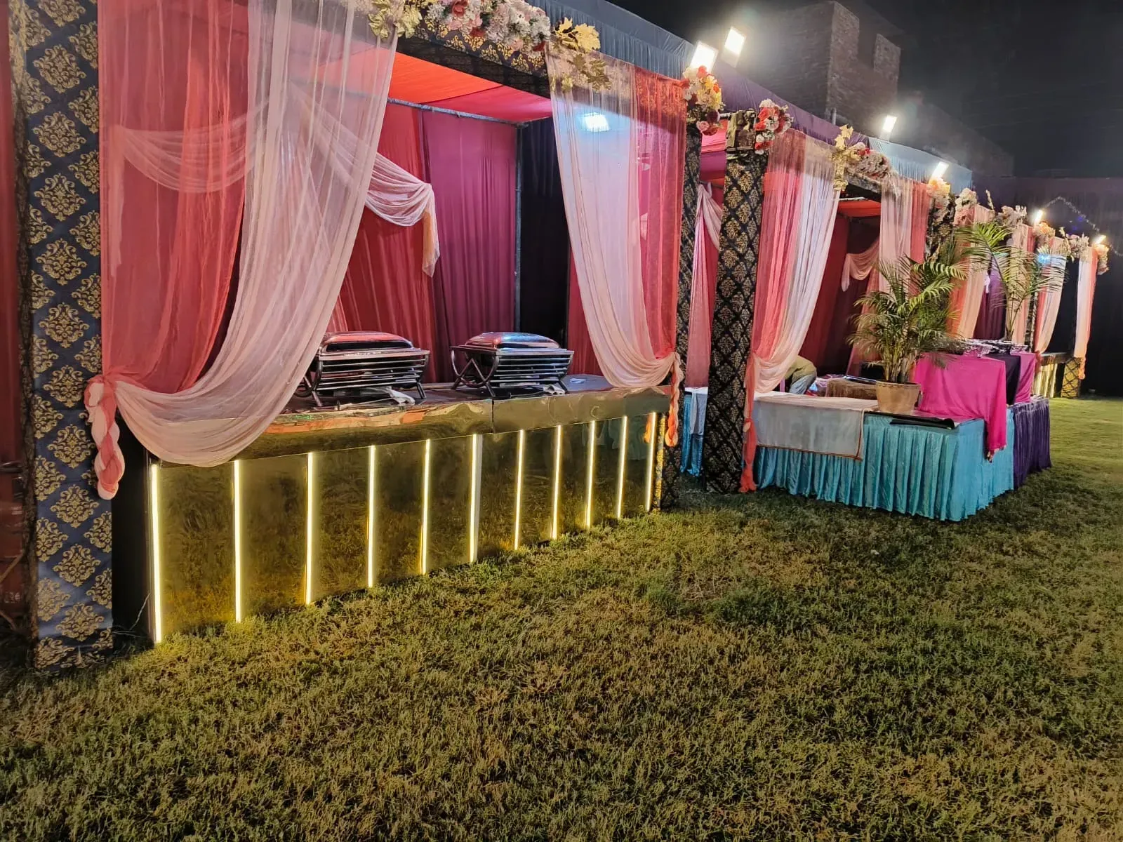 Luxury food counter decoration with golden accents